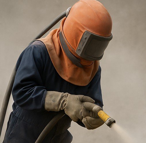Sandblasting worker